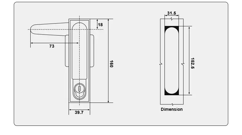 Cabinet Flat Panel Recessed Folding Handle Lock