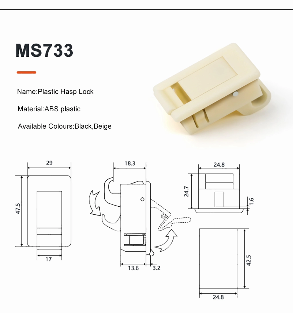 Plastic Concealed Latch Lock For Side Panel
