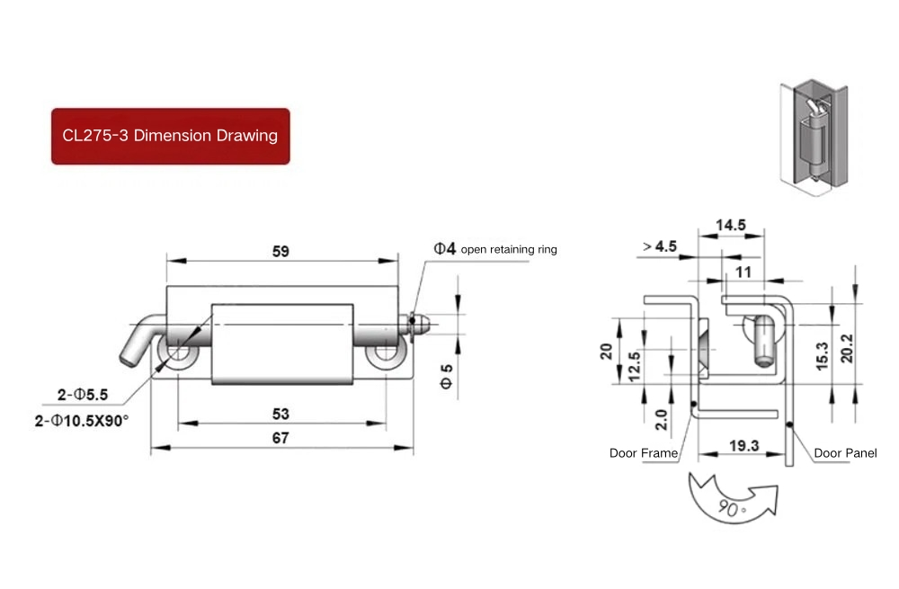 90 Degree Bend Cabinet Hinge